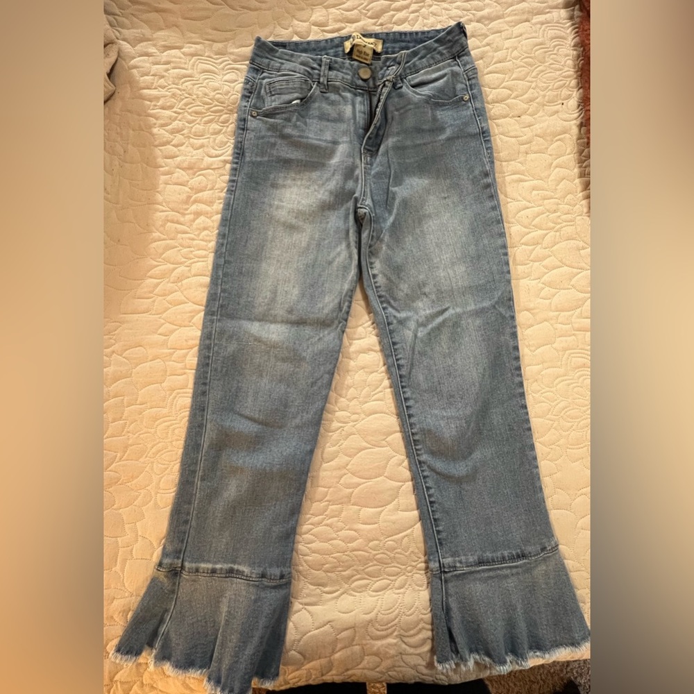 Democracy High Rise Ruffle Crop Jeans
